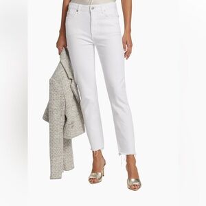 PAIGE High Rise Straight Leg White Jeans Crisp Denim
